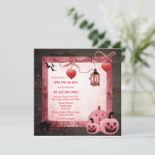 Pink Pumpkins Halloween-Party Einladung (Stehend Vorderseite)