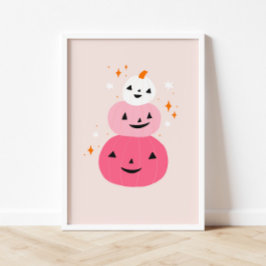 Pink Pumpkins Halloween Poster