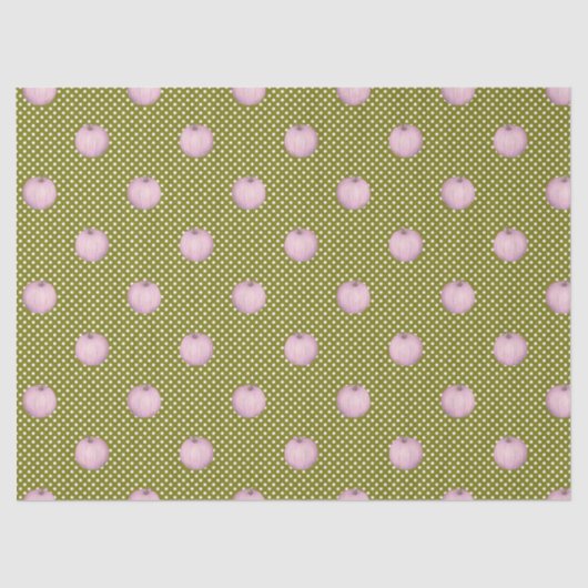 Pink Pumpkins Sage Green Niedlich Polka Docks Seidenpapier (Vorderseite)