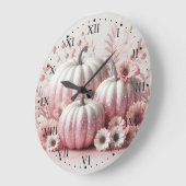 Pink Pumpkins und Blume mit römischen Zahlen Große Wanduhr (Winkel)