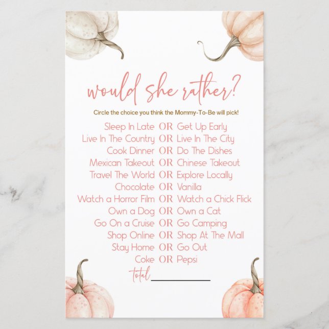 Pink Pumpkins würde sie eher Baby Showspiel (Vorderseite)