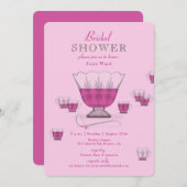 Pink Punch Crystal Punch Bowl Brautparty Invik Einladung (Vorne/Hinten)
