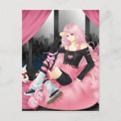 Pink Punk Anime Girl Postkarte (Vorderseite)