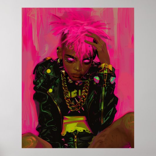 Pink Punk Graffiti Anpassbares Poster mit AR Ele (Vorne)