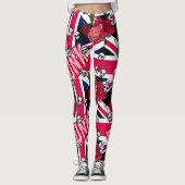 Pink Punk Grunge Union Jack mit Emojis und Rose Leggings (Vorderseite)