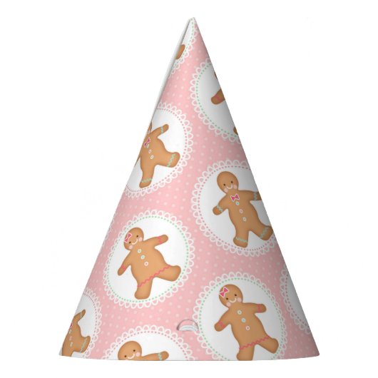Pink Punkt Gingerbrei Cookie Party Hat Partyhütchen (Links)