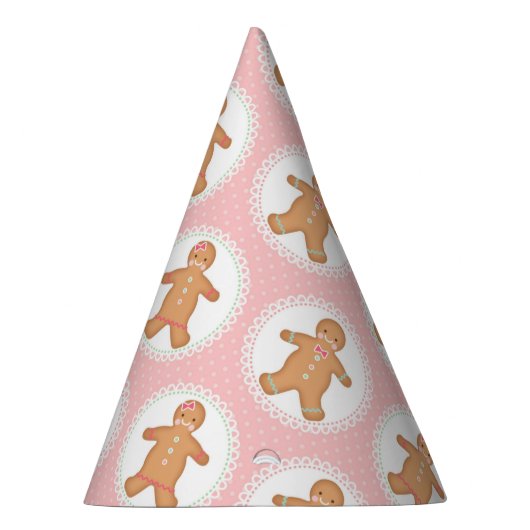 Pink Punkt Gingerbrei Cookie Party Hat Partyhütchen (Rechts)