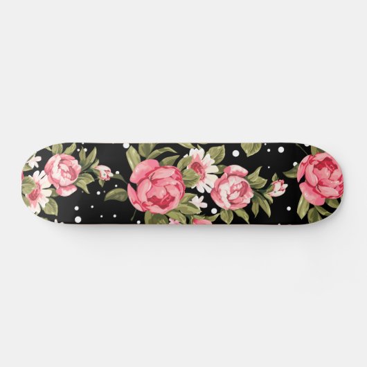 Pink Puny Peonies Skateboard (Horizontal)