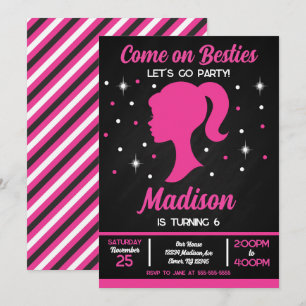 Pink Puppe Besties Modeparty Geburtstag Einladung
