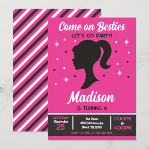 Pink Puppe Besties Modeparty Geburtstag Einladung