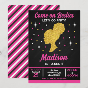 Pink Puppe Besties Modeparty Geburtstag Einladung