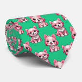 Pink Puppy Dodge Design - Green Krawatte (Gerollt)