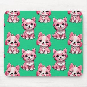 Pink Puppy Dodge Design - Green Mousepad