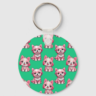 Pink Puppy Dodge Design - Green Schlüsselanhänger