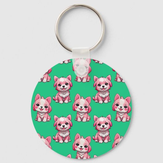 Pink Puppy Dodge Design - Green Schlüsselanhänger (Vorderseite)