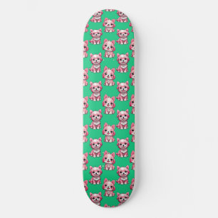 Pink Puppy Dodge Design - Green Skateboard