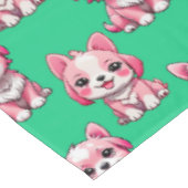 Pink Puppy Dodge Design - Green Tischdecke (Schrägansicht)
