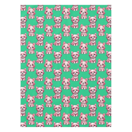 Pink Puppy Dodge Design - Green Tischdecke (Vorderseite)