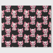 Pink Puppy Dodge Design - Schwarz Geschenkpapier (Flach)
