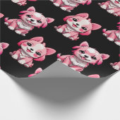Pink Puppy Dodge Design - Schwarz Geschenkpapier (Ecke)