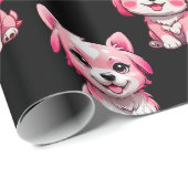 Pink Puppy Dodge Design - Schwarz Geschenkpapier (Rolleneckpunkt)