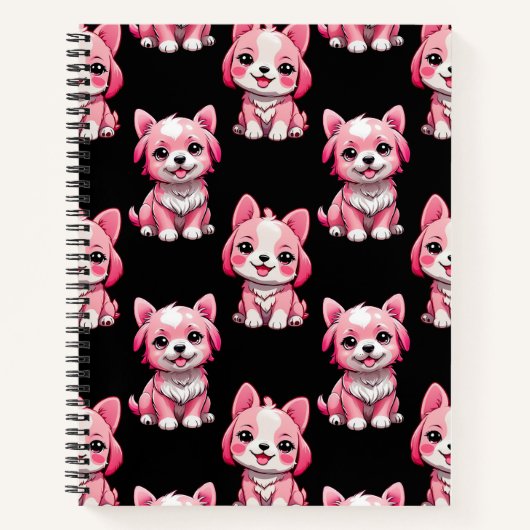 Pink Puppy Dodge Design - Schwarz Notizblock (Vorderseite)