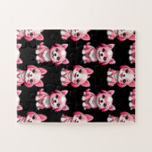 Pink Puppy Dodge Design - Schwarz Puzzle (Horizontal)