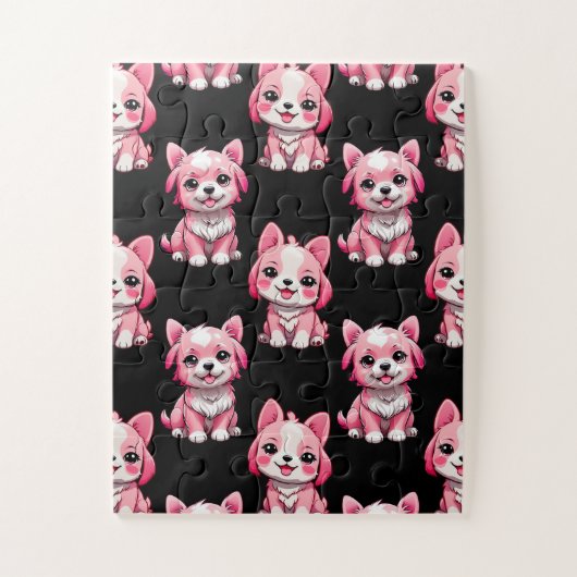 Pink Puppy Dodge Design - Schwarz Puzzle (Vertikal)