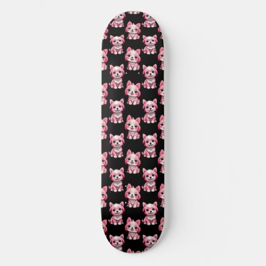 Pink Puppy Dodge Design - Schwarz Skateboard (Vorderseite)