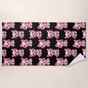 Pink Puppy Dodge Design - Schwarz Strandtuch