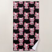 Pink Puppy Dodge Design - Schwarz Strandtuch (Vorderseite)