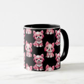 Pink Puppy Dodge Design - Schwarz Tasse (VorderseiteRechts)