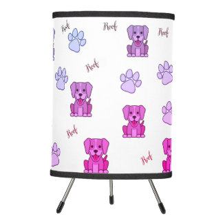 Pink Puppy Dog & Paws Tripod Lamp
