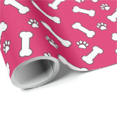 Pink Puppy Dog Thema Paw Prints and Bones New Pet Geschenkpapier (Rolleneckpunkt)