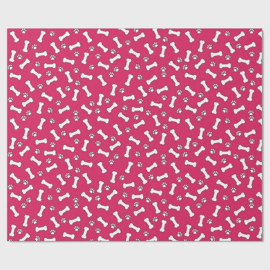 Pink Puppy Dog Thema Paw Prints and Bones New Pet Geschenkpapier (Flach)