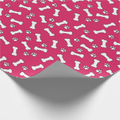 Pink Puppy Dog Thema Paw Prints and Bones New Pet Geschenkpapier (Ecke)