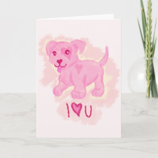 Pink Puppy Feiertagskarte (Vorderseite)