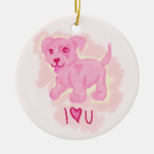 Pink Puppy Keramik Ornament