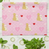Pink Puppy Liebe Valentine's Day Kitchen Geschirr  Geschirrtuch (Gefaltet)