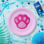Pink Puppy Paw Pappteller (Party)