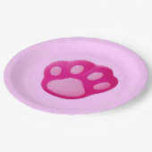 Pink Puppy Paw Pappteller (Schrägansicht)