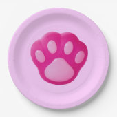 Pink Puppy Paw Pappteller (Vorderseite)