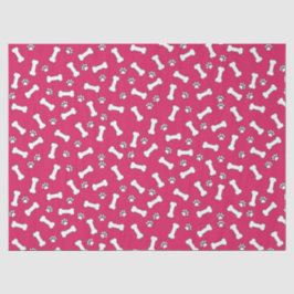 Pink Puppy Paw Prints and Bones New Dog Birthday Seidenpapier