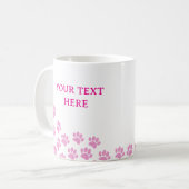 Pink Puppy Paw Prints mit benutzerdefiniertem Text Kaffeetasse (Vorderseite Links)