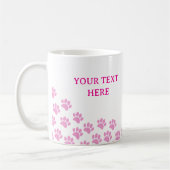 Pink Puppy Paw Prints mit benutzerdefiniertem Text Kaffeetasse (Links)
