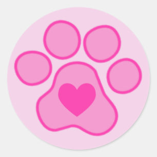 Pink Puppy Paws Heftaufkleber Runder Aufkleber