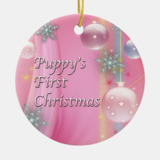 Pink Puppy's First Christmas Dog Tree Ornament (Vorne)