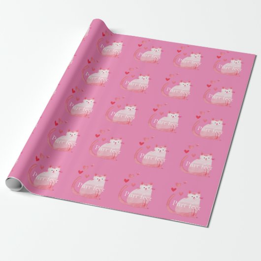 Pink Purffect Cat Geschenkpapier (Ungerollt)