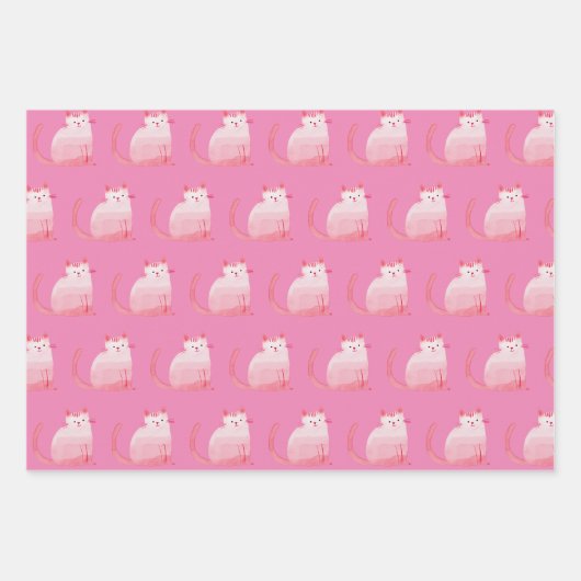 Pink Purffect Cat Geschenkpapier Set (Vorderseite)