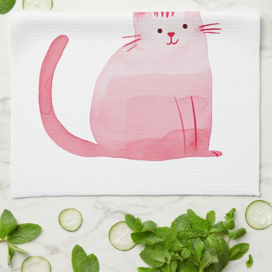 Pink Purffect Cat Geschirrtuch (Gefaltet)